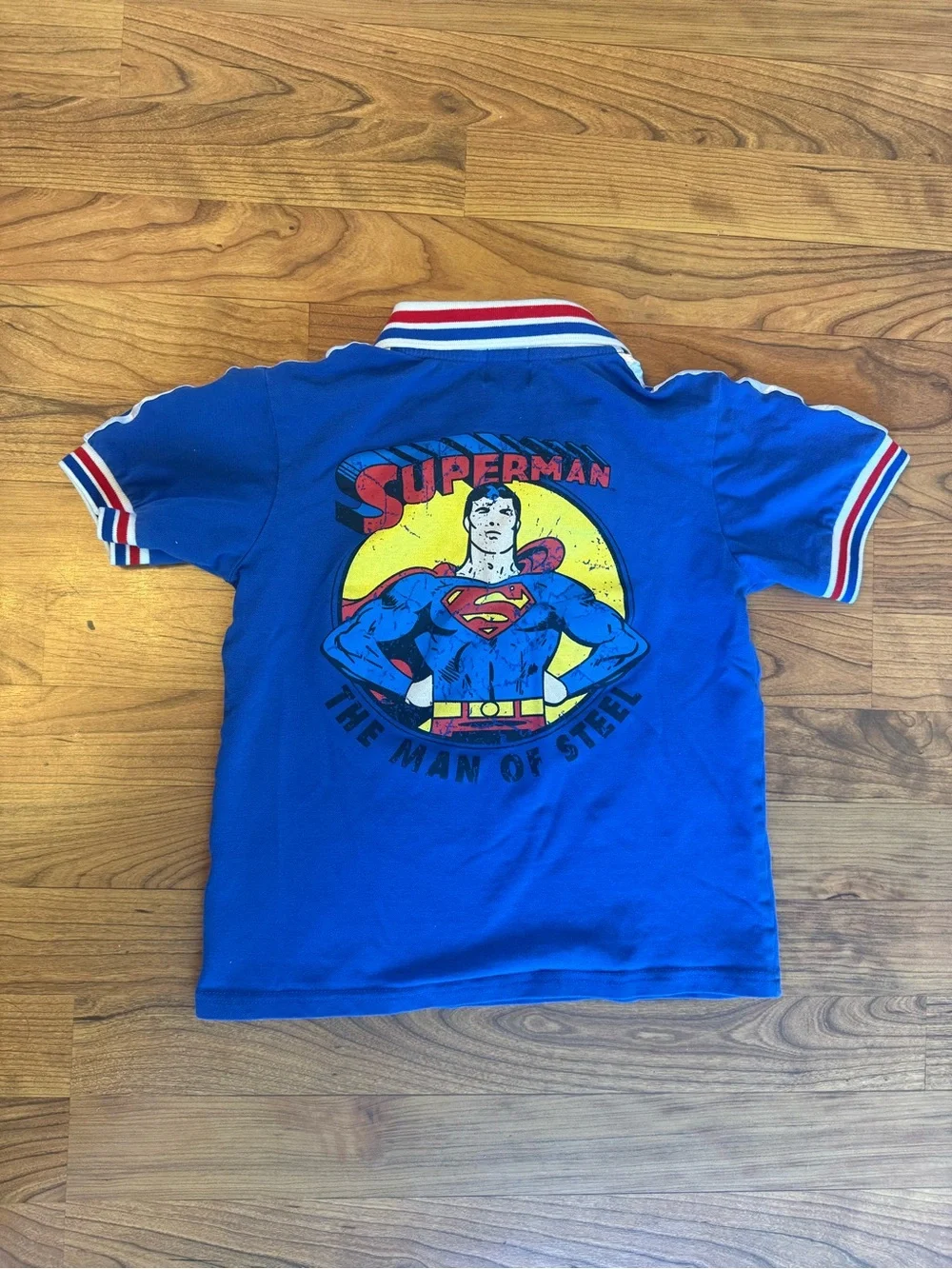 DC Comics Superman Blue Polo Shirt for Kids - Red & White Trim